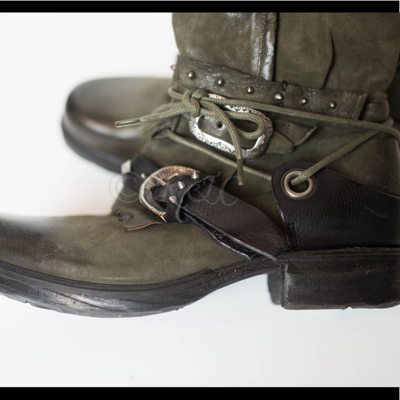 A.S.98 Steely Green Gray Mid-Calf Leather Boot 39 - Picture 3 of 7